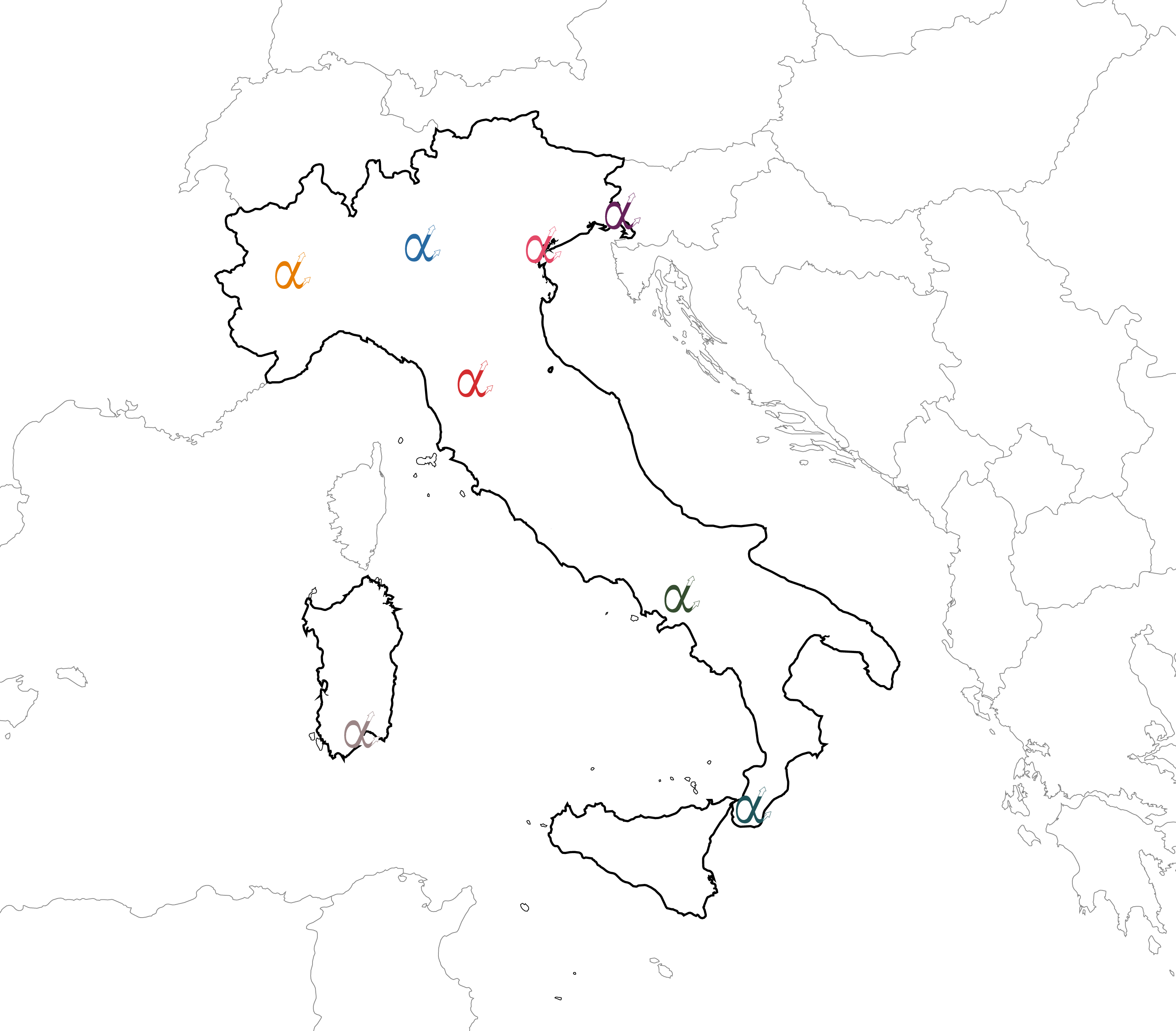 Mappa dell'Italia in cui sono indicati tutti i Centri interdipartimentali facenti parte della rete dei Centri di Accessibilità delle Università italiane