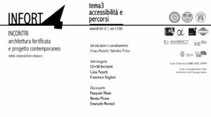 Locandina INFORT_INCONTRI architettura fortificata e progetto contemporaneo tutela composizione restauro. Tema3 accessibilità e percorsi INFORT_INCONTRI architettura fortificata e progetto contemporaneo tutela composizione restauro. Tema3 accessibilità e percorsi