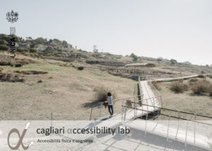 Cartoline informative del CAL sulle inacessibilità: "una storia non compresa / inacessibilità cognitiva", Parco archeologico di Tuvixeddu,  Cagliari. Foto di Cédric Dasesson.